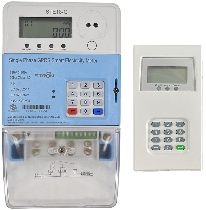 Prepaid Split Keypad เครื่องวัดพลังงานเฟสเดียว Token สัญญาณเตือนภัยต่ำ