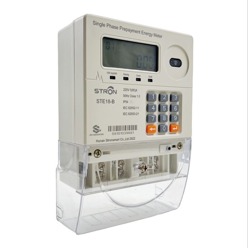 TOU Tariffs เครื่องวัดพลังงานสมาร์ทเฟสเดียวแบบจ่ายล่วงหน้า 230V ประเภทปุ่มกด
