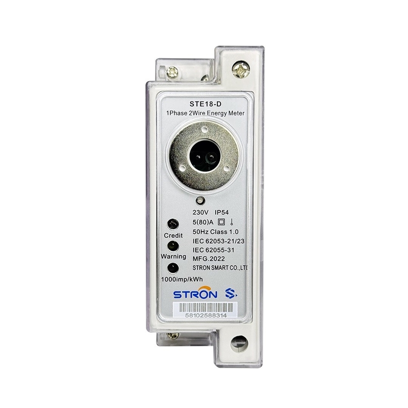 เครื่องวัดไฟฟ้าระยะเดียวแบบ Din-Rail ที่ชําระเงินล่วงหน้า + CIU สําหรับนับการบริโภคไฟฟ้า