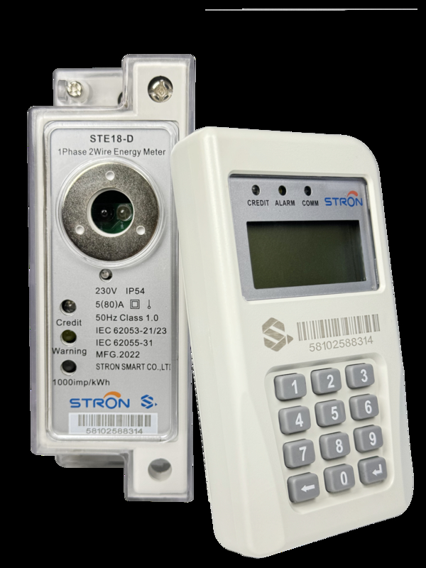 มิเตอร์ไฟฟ้าแบบติดตั้งบนราง DIN แบบเติมเงิน STS เฟสเดียว + โมดูล CIU RF/PLC สำหรับการสื่อสาร