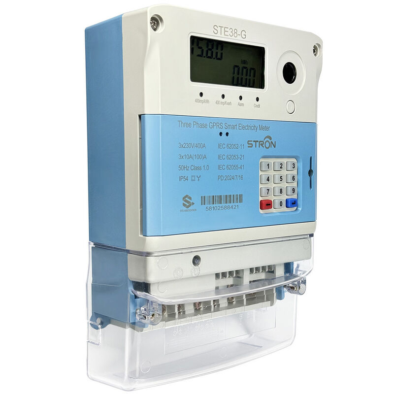 มิเตอร์ไฟฟ้าแบบเติมเงินสามเฟส STS Smart GPRS พร้อม CIU, โทเค็นค่าความปลอดภัย, จอ LCD, ติดตั้งง่าย, คลาสความแม่นยำ 1