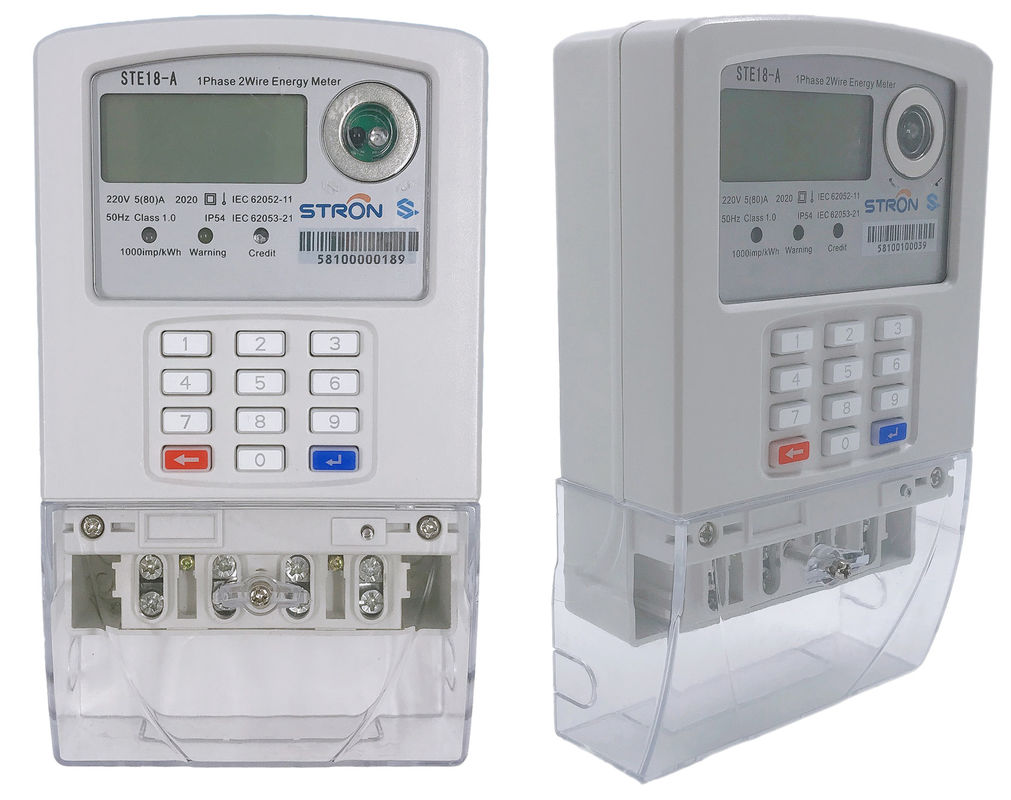 ประเภทปุ่มกด STS เครื่องวัดไฟฟ้าเฟสเดียวแบบ LORA-RF แบบเติมเงินพร้อมกันน้ำ IP54