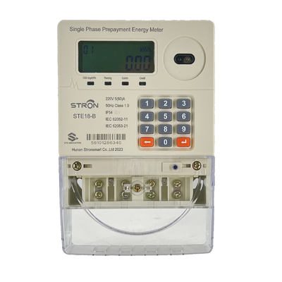 STE18 B เครื่องวัดไฟฟ้าระยะเดียวแบบชําระเงินล่วงหน้า จอ LCD เครื่องวัดไฟฟ้าแบบไร้สาย KWH เครื่องวัดพลังงานด้วยคีย์บอร์ด ทําให้ง่ายด้วย AMI Smart Meter และ Stronpay Vending Software
