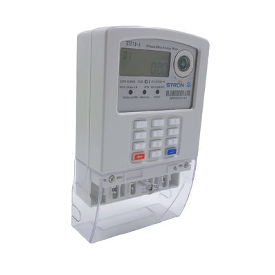 ปุ่มกดมาตรฐาน STS แบบเติมเงิน IP54 กันน้ำ 1 เฟส 4 สายมิเตอร์ไฟฟ้า